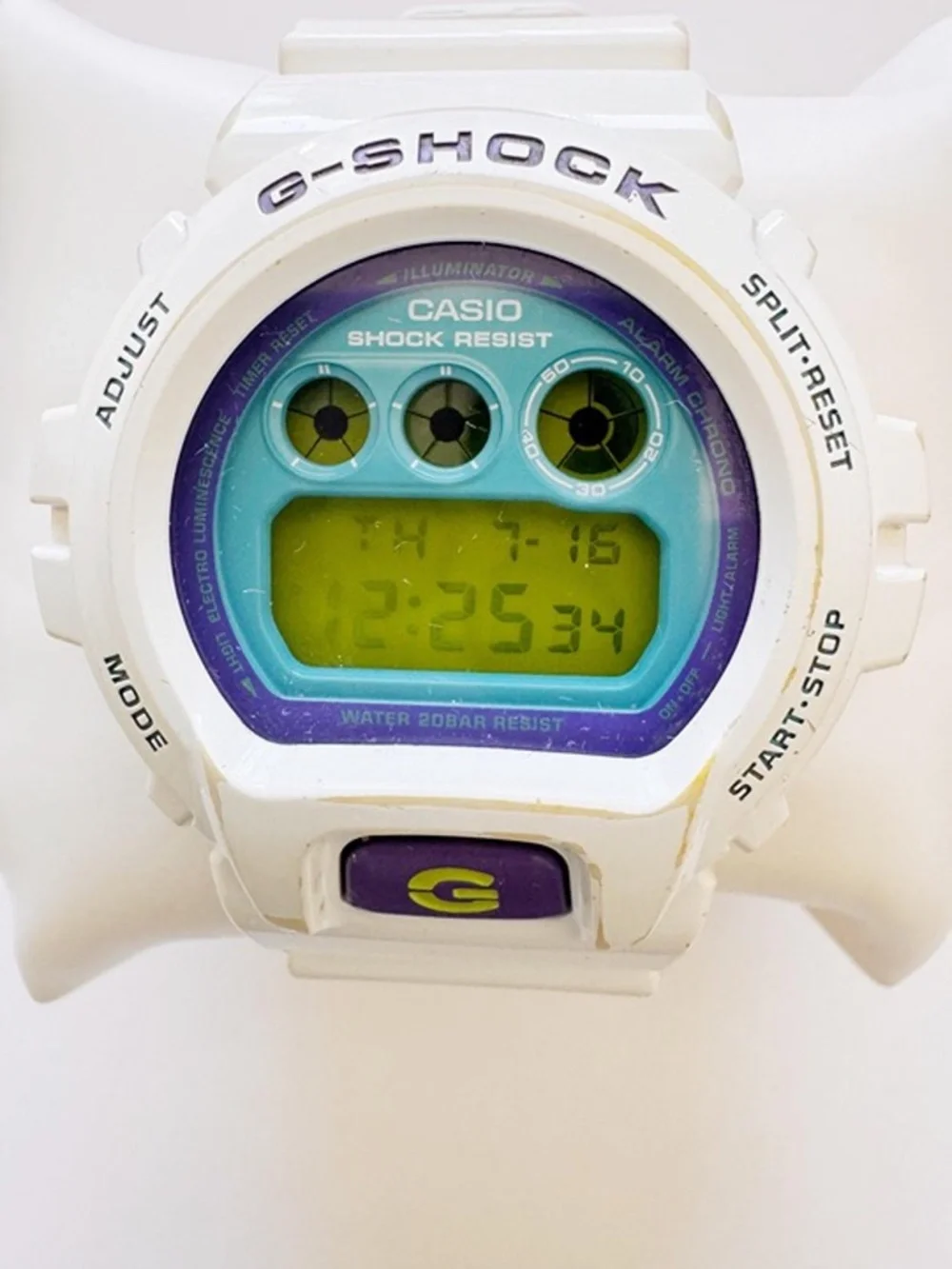 Casio G-Shock DW-6900CS White Crazy Colors Watch Purple Teal - Running
